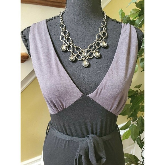 Dot's Maxi Dress Size M Black Tan Gray Chevron - Picture 2 of 11